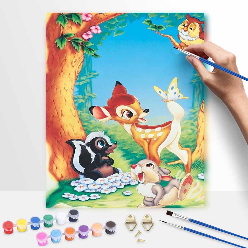 Disney Bambi Thumper Flower Painting Kit, Hand Painting Canvas DIY Home Decor 20x30cm