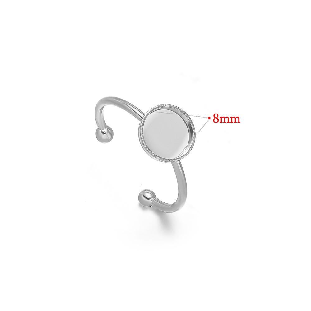 10pcs Adjustable Stainless Steel Open Ring Settings Blank Base Bezel Cabochons Rings for DIY Jewelry Making Finger Accessories
