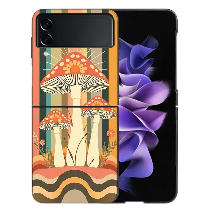 Boho Hippy Mushroom Sunrise Phone Case For Samsung Z Flip 6 7 5G Galaxy Z Flip 5 4 3 5G Cases Shockproof Hard Cover TPU