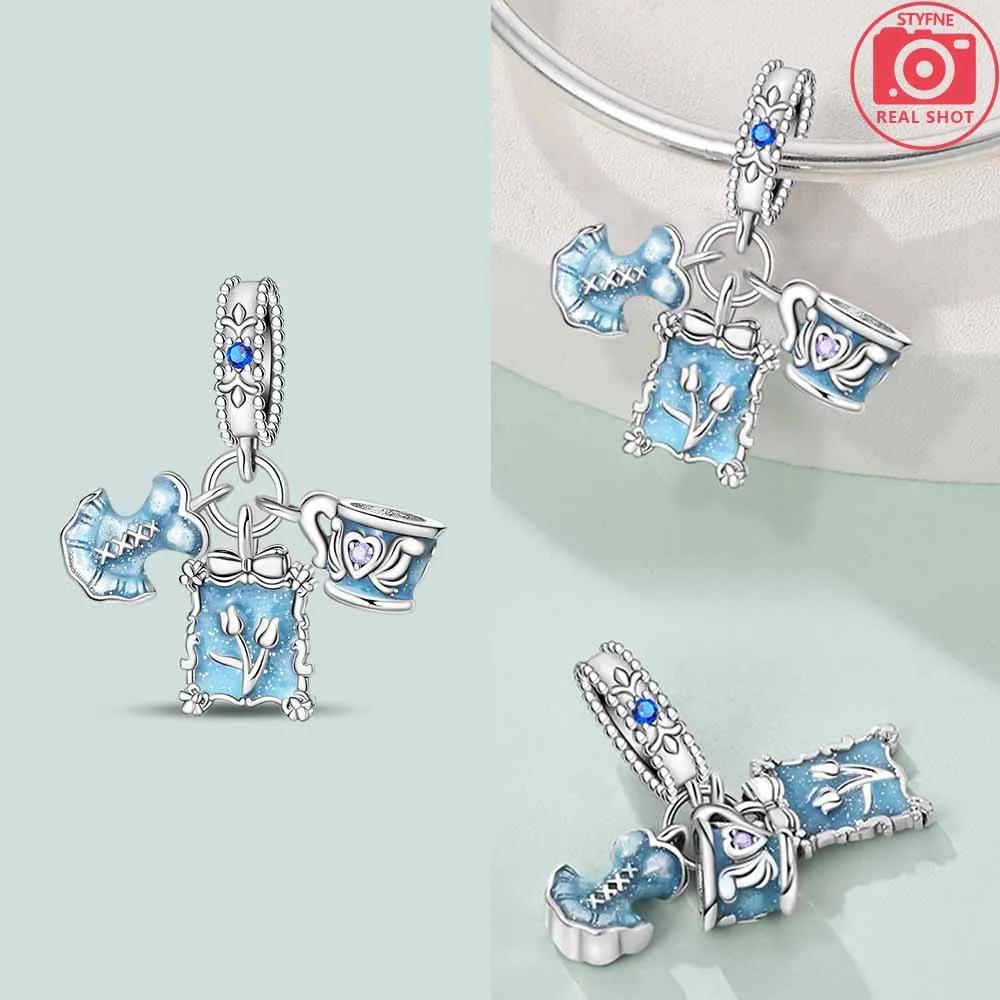 Original Multiple Blue Heart Cats Doctor Cap Camera Charmscopper Beads Fit Bracelet Jewelry Women Gift Diy Accessory