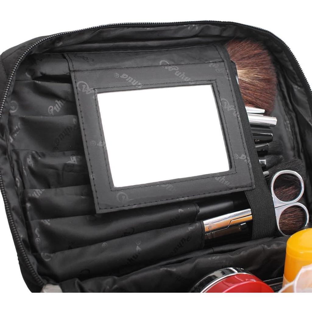 FYX Large Capacity Cosmetic Bag with Foldable Makeup Vanity Travel Bag with Dresser Cosmetic Storage Small Travel Ultra Functional Mirror, Pouch,