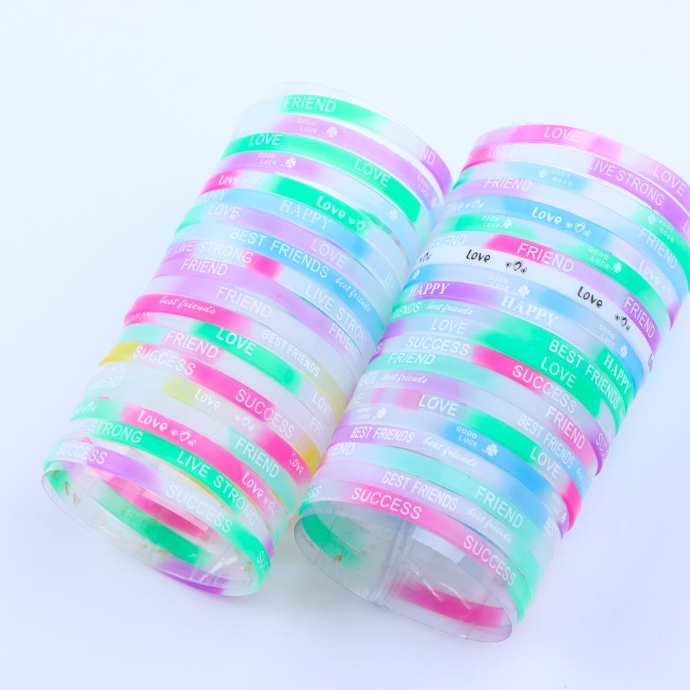 20/30/50/100Pcs/Lot Fashion Sport Multicolor Luminous Silicone Bracelets Men Women Mix Style Rubber Wristband Jewelry Gift