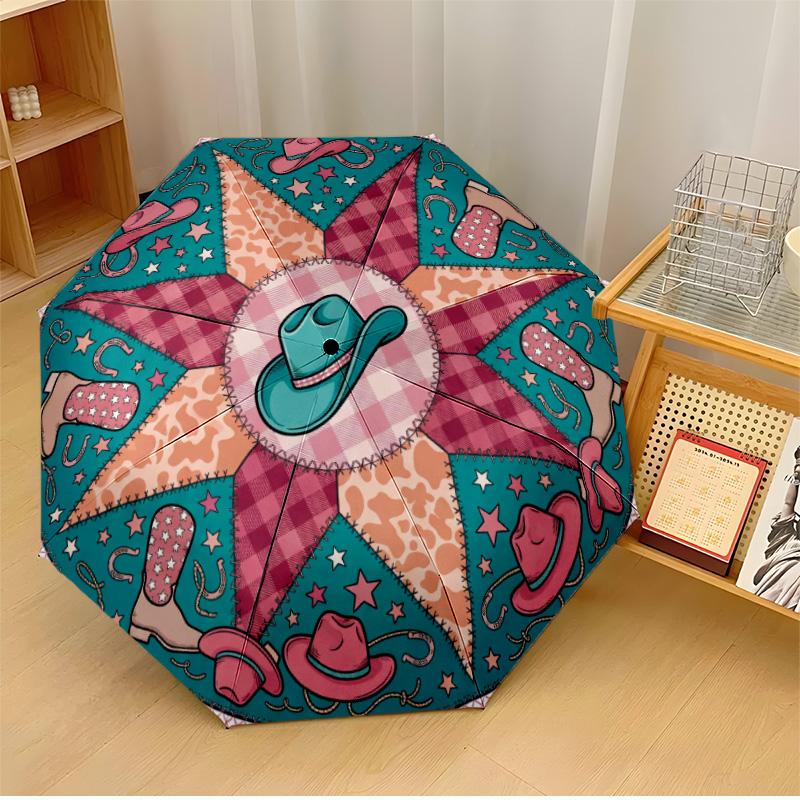 

Cow purple hat Printed umbrella windproof folding umbrella portable sun and rain umbrella suitable for gifting