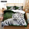 Animal White Tiger Bedding Set Scenery Comforter 3D Print Luxury Duvet Cover Set Home Textile Decor Full Queen King Single Size