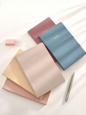1pc High-Quality Morandi Color 200-Page PU Hardcover Notebook, Simple Diary Or Journal, A5 Notebook For Meeting Back To School