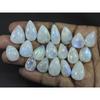 17-21MM Natural Rainbow Moonstone Pear Cabochon Loose Gemstone 19 Pcs Lot C-545