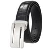 Stainless steel smooth buckle leather belt - men's belt - 3.5cm top grain leather belt