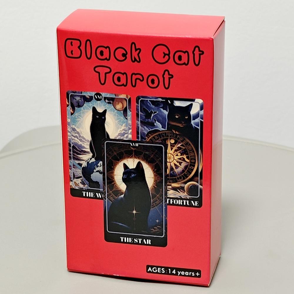 Black Cat Tarot Shadowy Cat Deck Feline Deck 78 Pcs Tarot Cards Based on Rider Waite System for Beginners 10.3*6cm