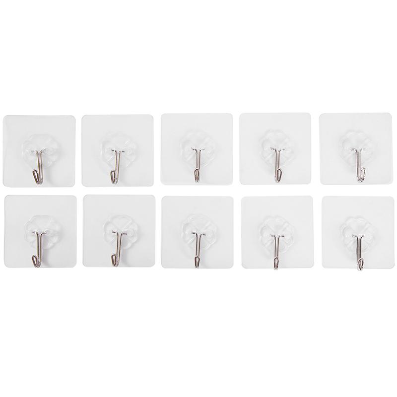 

10 PCS Kitchen Organizer Hooks Wall Key Holder Magnetic Hook Transparent Wall Hangers Bathroom Office Organizer