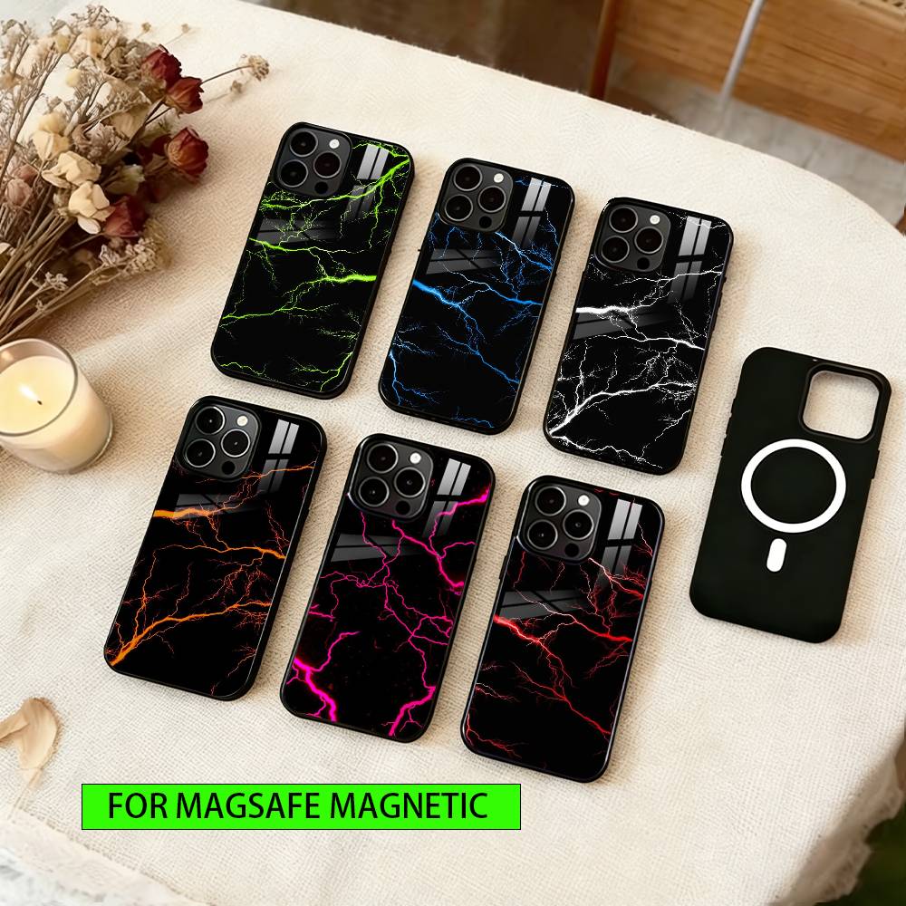 Blitztextur Handyhülle Für iPhone17,16,15,14,13,12,11 Plus,Pro Magnetisch mit Magsafe Kabelloses Laden