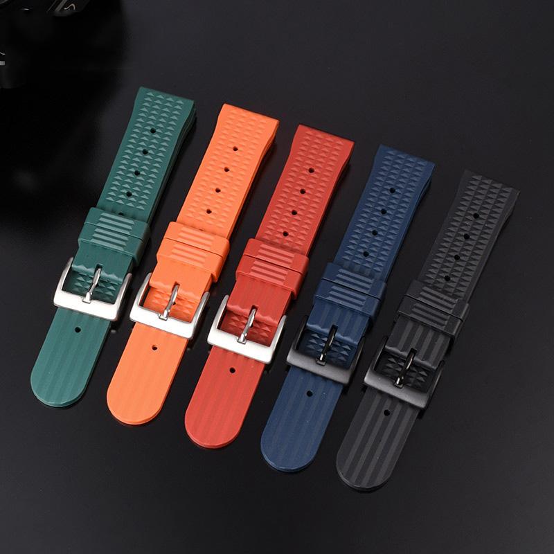 20mm 22mm Rubber Watchband For Seiko IWC Citizen Waffle Strap Bracelets Fashion Universal Mens Diver Silicone Sports Watch Band