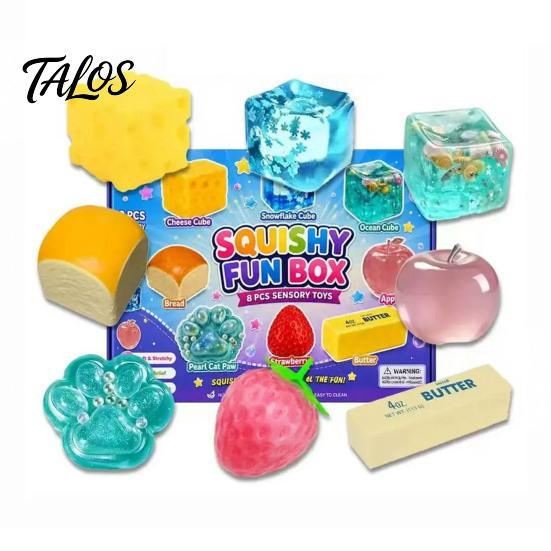 Talos 4/8Pcs Stress Relief Squeeze Toy, Anxiety Reduction Sensory Soft Stretchy Fidget Party Favors for Kids Adults