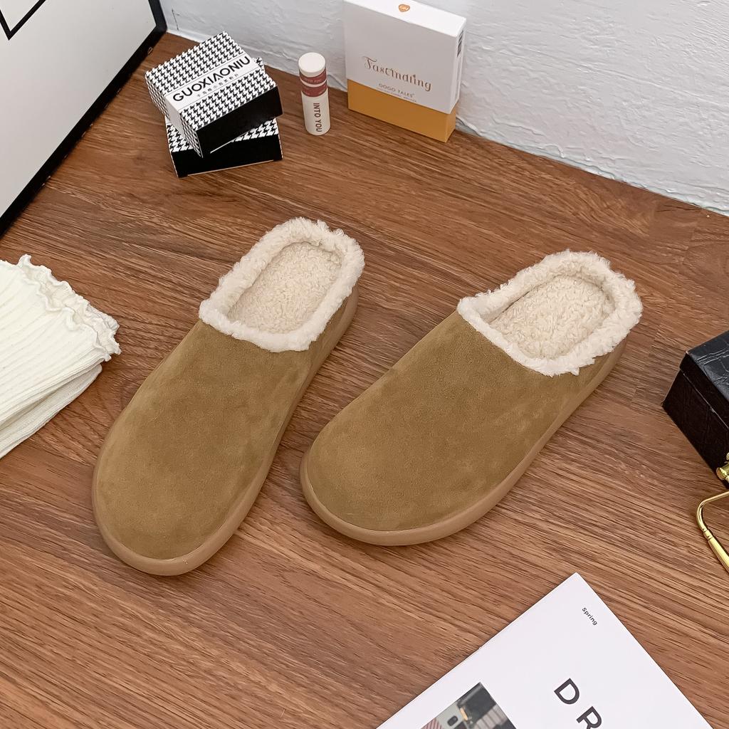 Grape Mother Internet Celebrity Thick-soled Fluffy Shoes Comfortable Thick-soled Boken Slippers Women Wear High-end Snow Warm Shoes