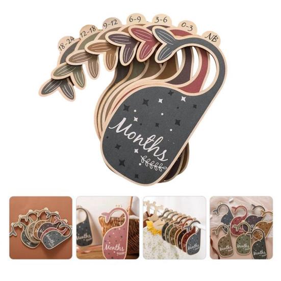 7Pcs Baby Closet Divider Whale Shape Baby Clothing Size Dividers Adorable Wood Clothing Size Hanger Organizer for Home