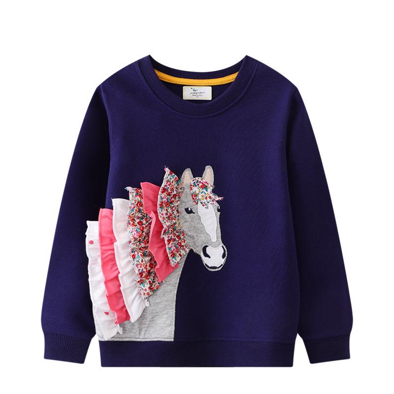 2024 Girls' Unicorn Pattern Long-Sleeved Sweatshirt for Autumn - Small & Medium Children