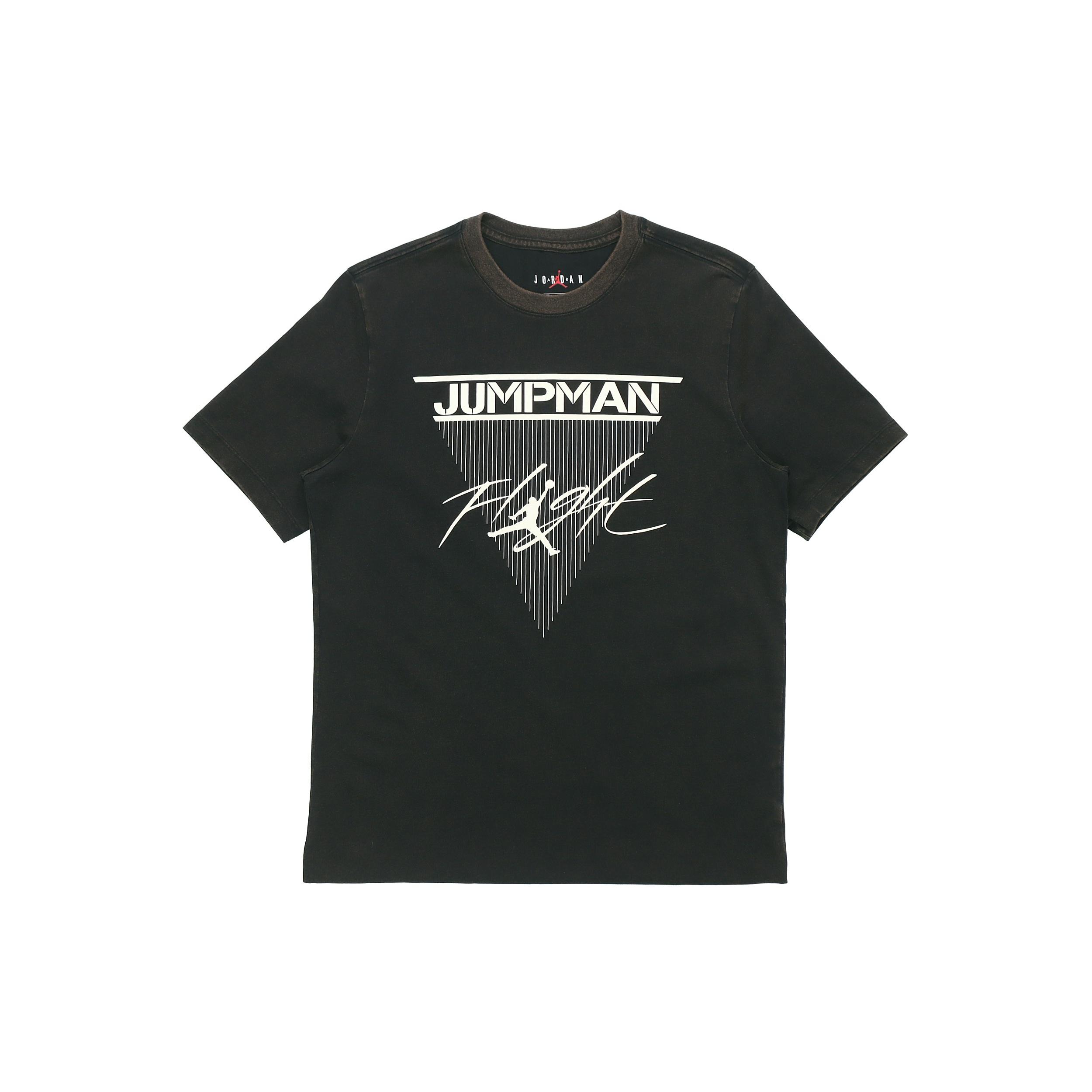 Air Jordan Jumpman Flight Flying Man Printing Short Sleeve Black Men s CD5643-010 L