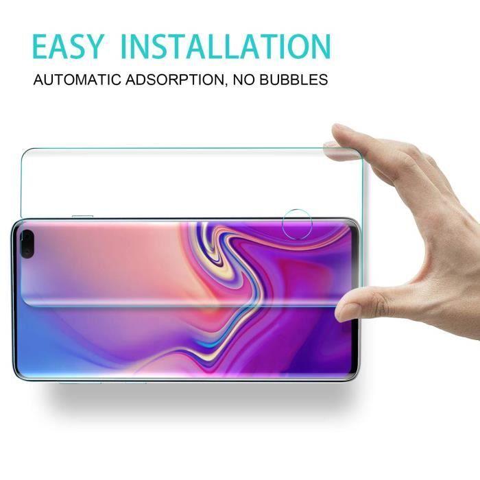 Verre Trempé - VSHOP® - Samsung Galaxy S10 Plus - 3D Couverture Complète - Résistance 9H - Anti-empreinte
