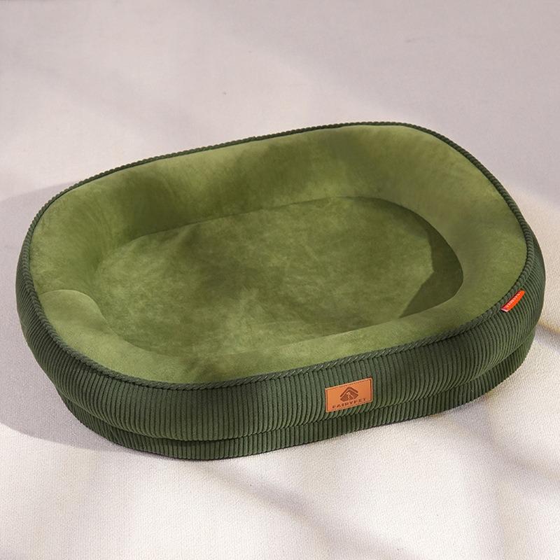 

Oval Winter Soft Warm House for Dog Removable Washable Puppy Mat Super Soft Fabric Cat Bed Pet Kennel for Large Medium Small Dog S(50X40X12.5)cm зелёный