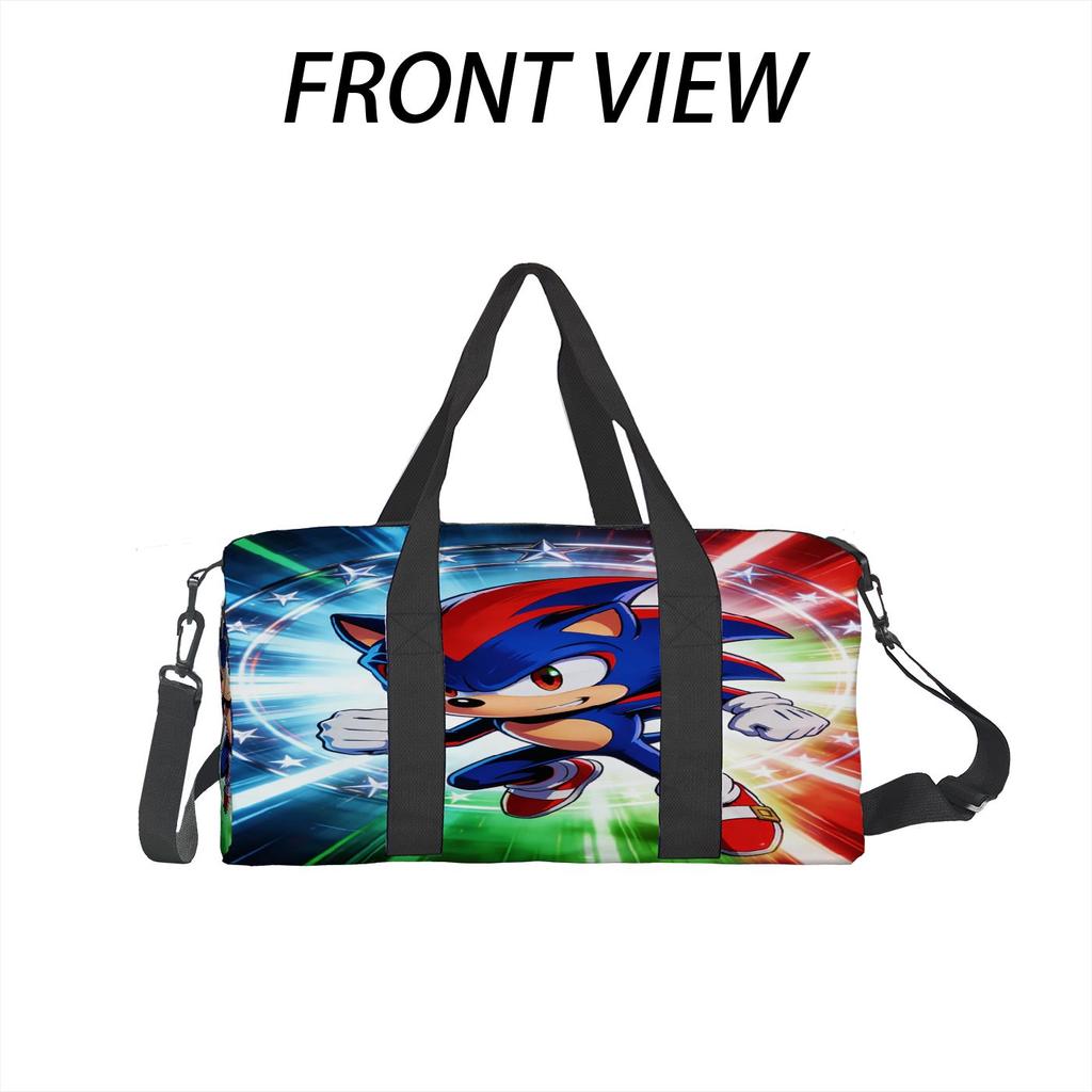 Blue Cartoon Speed Character Duffel Bag, Large Sports Gym Bag with Multi Pockets, Travel Weekender Bag for Men
