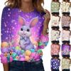 Women's Daily Casual Long Sleeved Easter Printed Round Neck Top