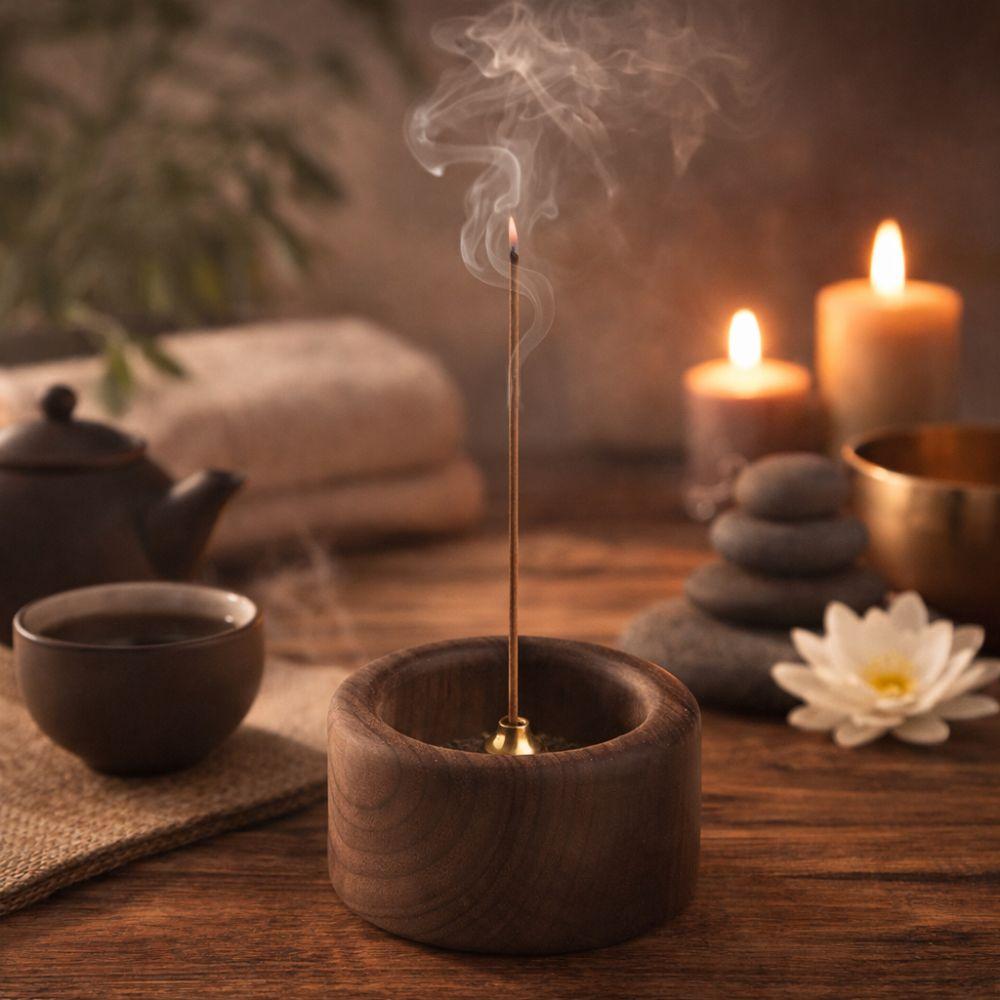 Round Wooden Incense Holder Handmade Incense Base Multi-functional Incense Tray  Tea Ceremony