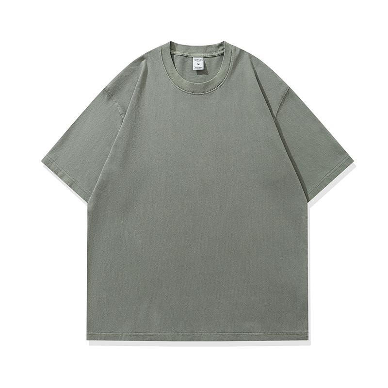 Men'S Trendy Brand 220G Washed American High Street Retro Loose Shoulder Cotton Short-Sleeved T-Shirt Printing Custom