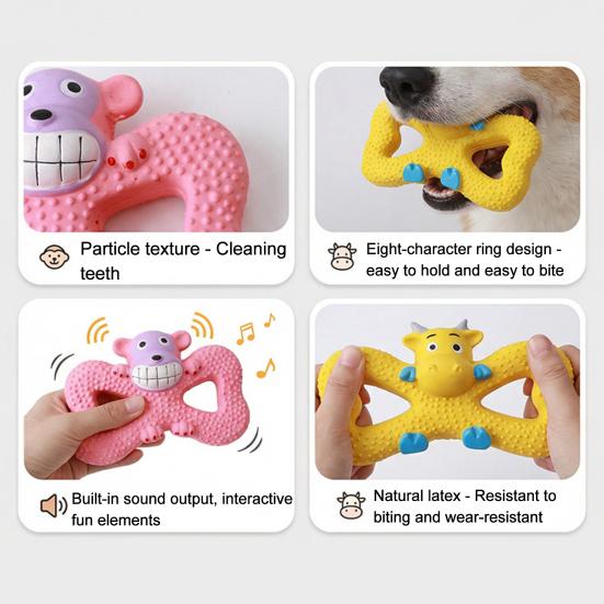 Squeaky Monkey Dog Toy Latex Monkey Shape Puppy Chew Toy Interactive Dog Teething Toy for Aggressive Chewers Teeth Cleaning Tug-of-War