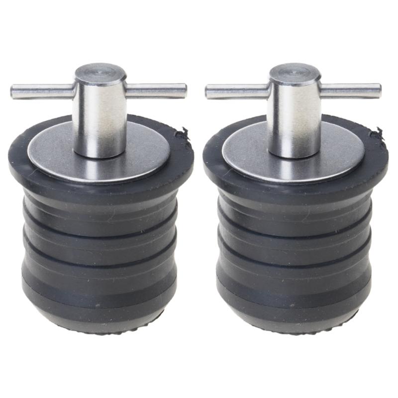 2 Pieces T-Handle Drain Plug Boat Rubber Scupper Plugs Twist-Turn Marine Boat Drain Plug Kayak Accessories Durable