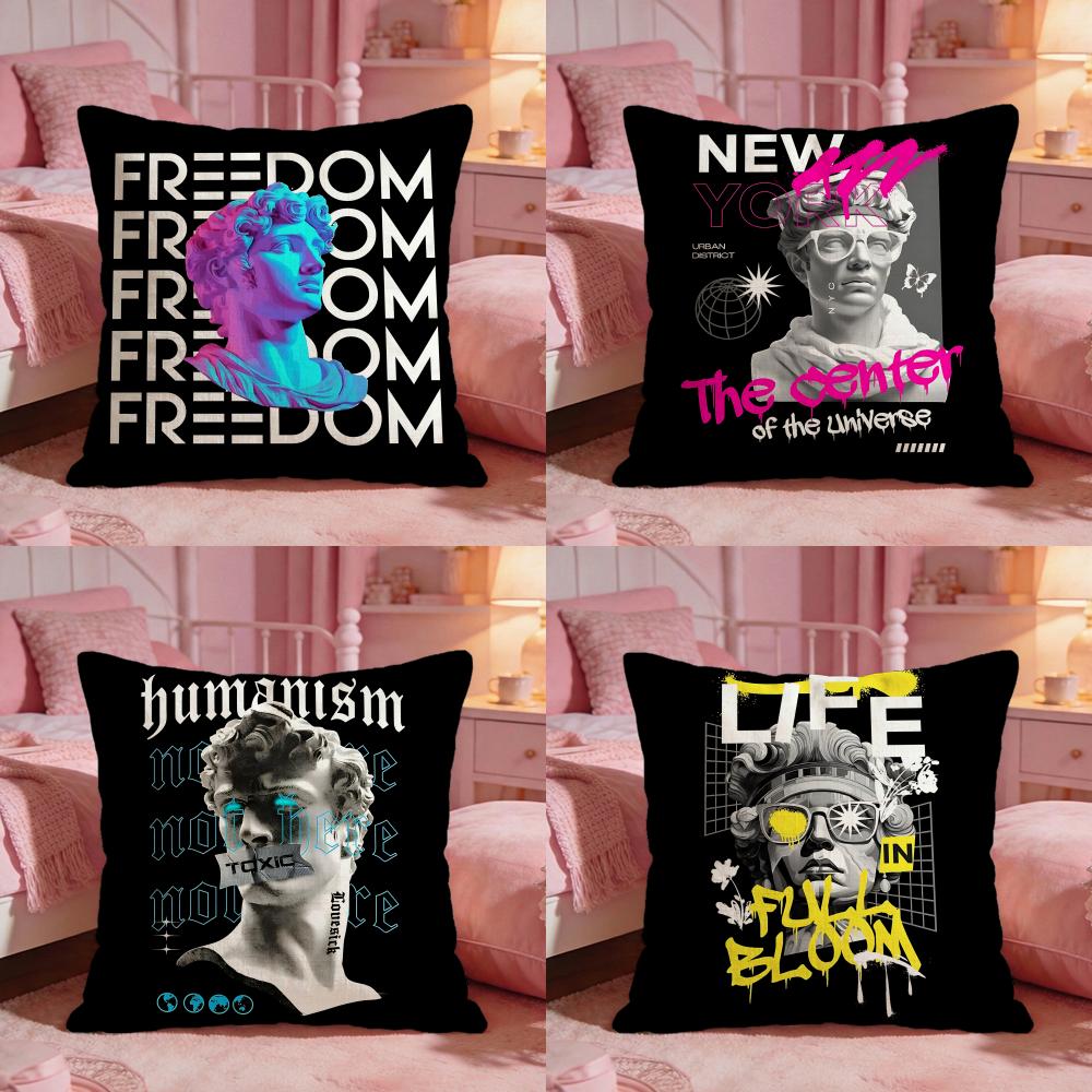 Creative Sculpture PaintingS Cushion Cover Premium Comfort Reversible Pillow Cove Two in One Design for Any Room Car Interior