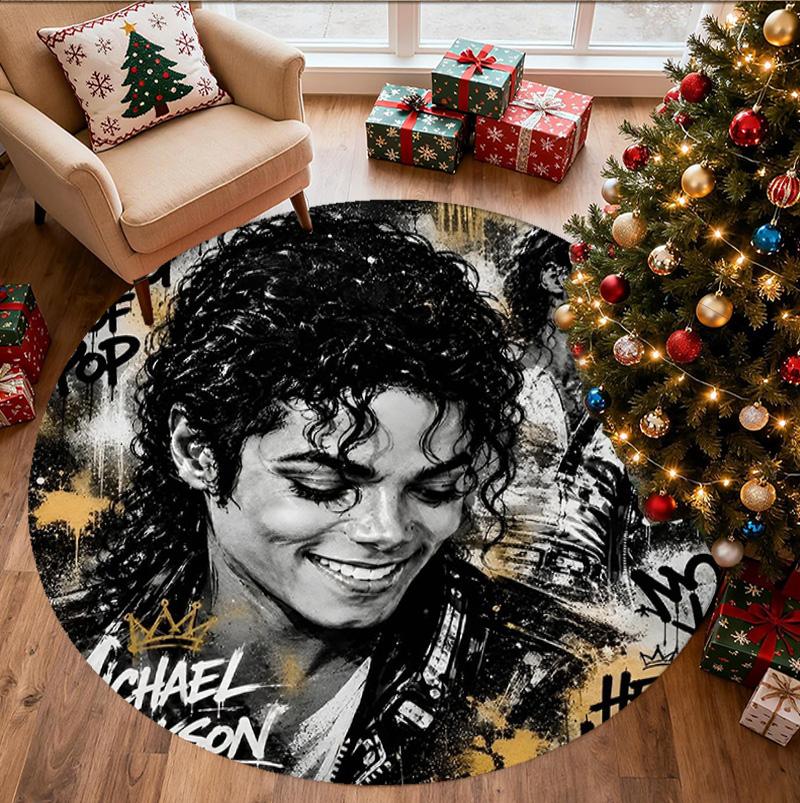 Covor rotund cu model Michael Jackson, Covoraș de interior/exterior, pentru picnic, sală de jocuri, dormitor, birou, sufragerie, Covor pentru decorarea casei, Cadou de ziua de naștere