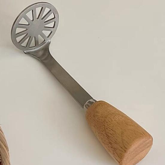 Stainless Steel Potato Masher Wood Long Handle Food Grade Multifunctional Manual Carrot Vegetable Food Mashing Tool Kitchen Gadgets