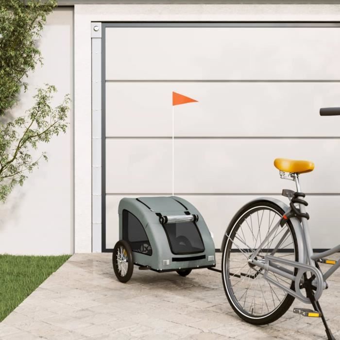 VidaXL Bicycle Trailer for Dog Grey Oxford Fabric and Iron 93958