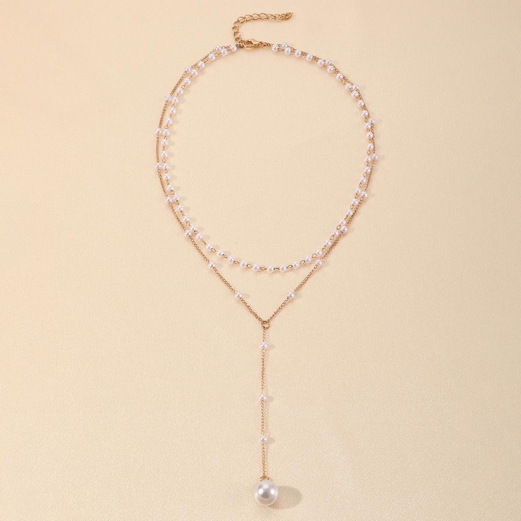 ZAKOL Moda Coreana Imitación Zircón Gargantilla Doble Capa Colgante de Cuentas de Bola Grande Collar de Borlas para Mujer Sexy Fiesta Cuerpo Zircón