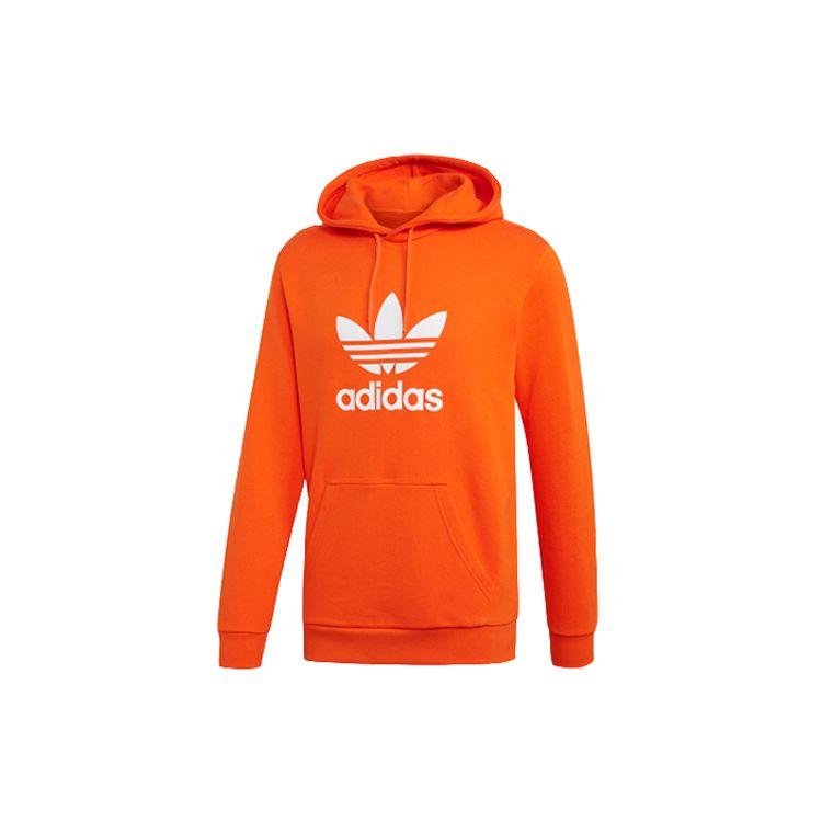adidas Originals Trefoil Hoodie Orange Men s Sweatshirt ED6078 XS