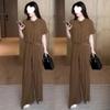 Fashionable Women's Summer Stylish Loose-fitting Slimming and Belly-covering Short-sleeved Wide-leg Pants Set