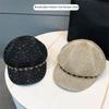 Leather Buckle Hollow Octagonal Hat Sun Protection Peaked Cap Breathable Hat  Spring Summer