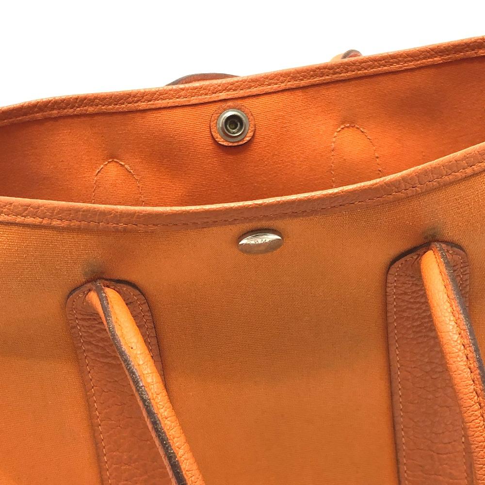 Hermes Garden Party TPM Tote Bag Hand Bag Leather/Canvas Orange