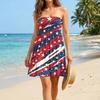 Women Casual Strapless Dress Sleeveless Summer Dress with Star and Stripe Print Lightweight Comfortable Fit for Daily Wear