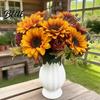 Fiori di Seta Realistici per Centrotavola di Matrimonio Girasoli Fiori Artificiali Bouquet Finti Mazzi di Fiori Rustici per la Casa Tavolo da Pranzo Tessuto