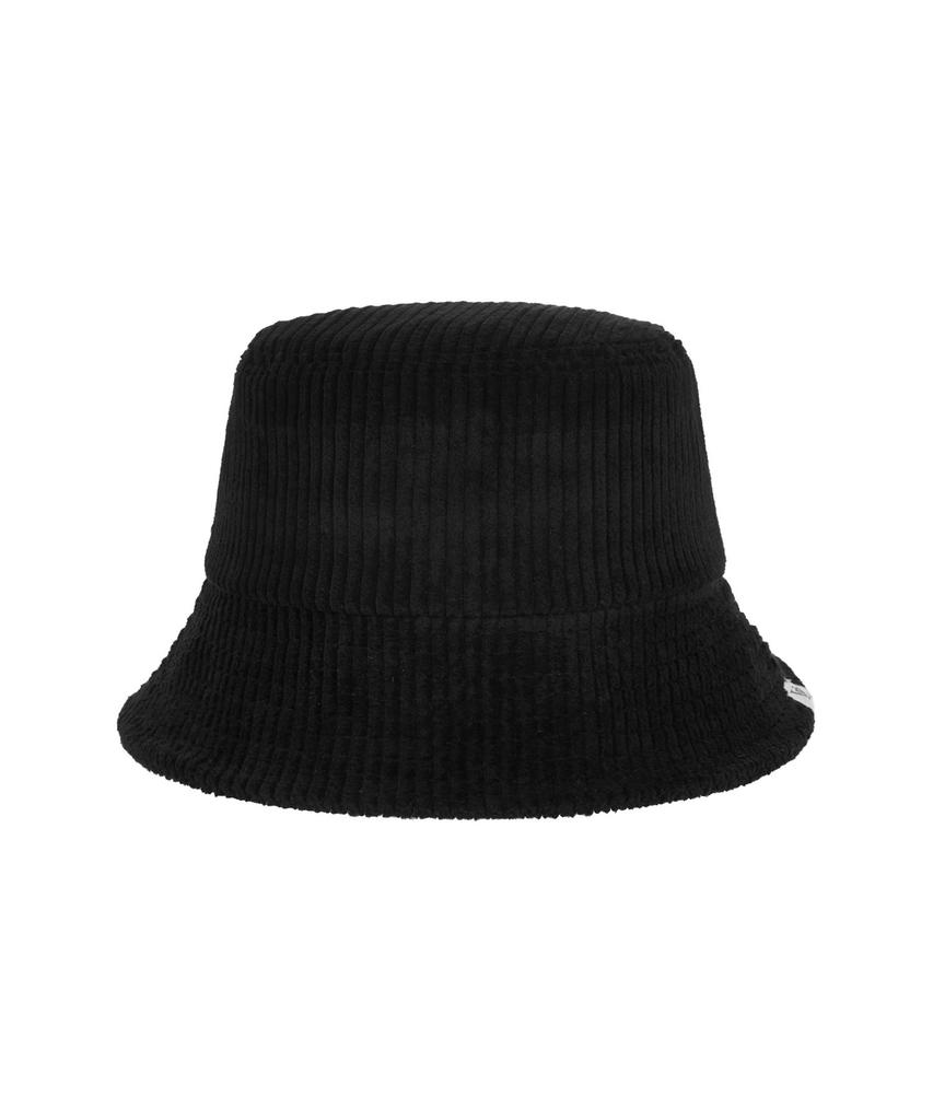 Bajal Wide Corduroy Label Bucket Hat Black