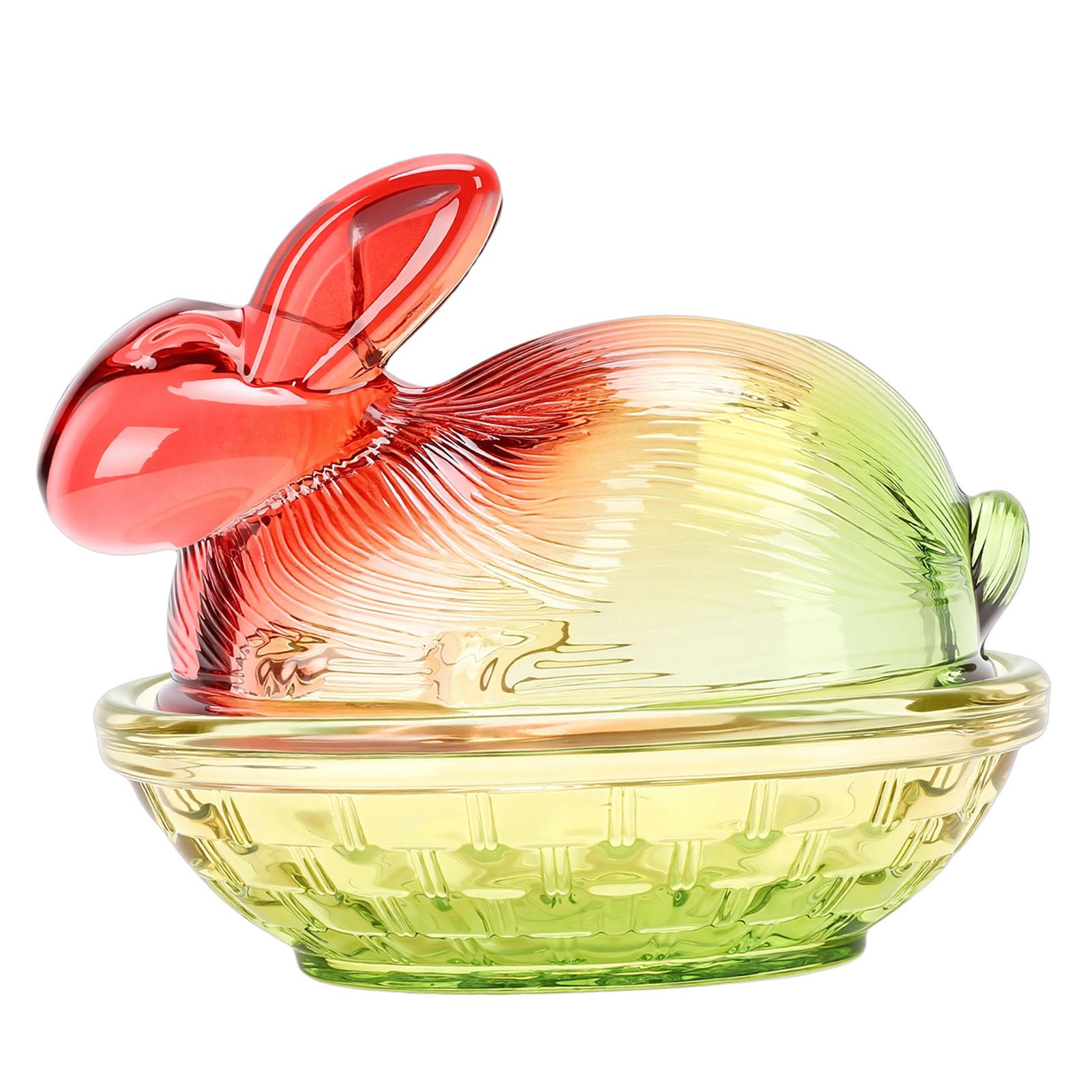 

Candy Dish Bunny Shape Glass Decorative Candy Bowl with Lid for Dried Fruits Snacks Coffee Beans