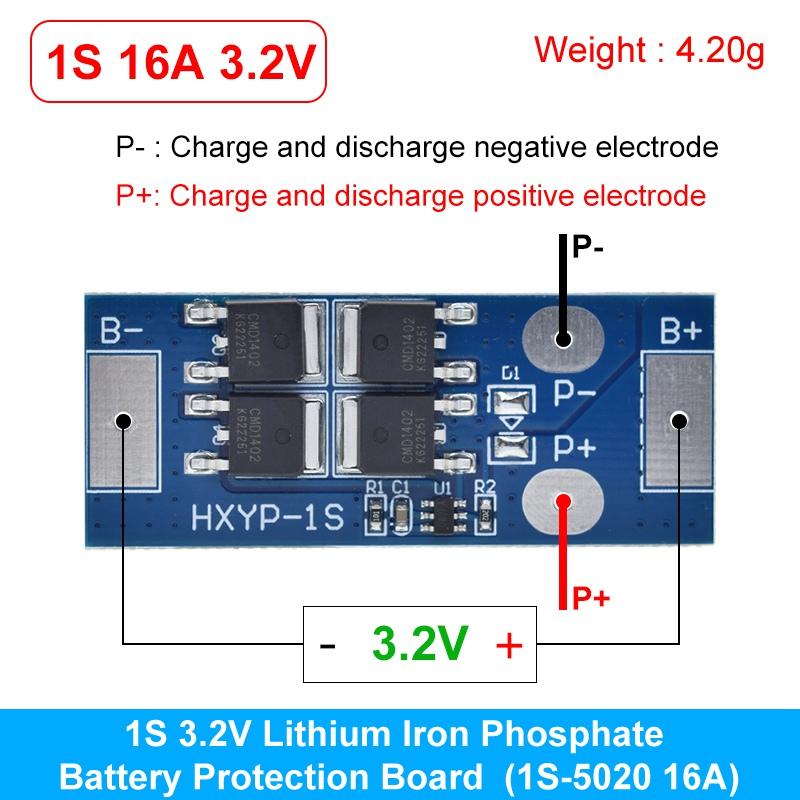 BMS 1S 12A 16A 24A 3.7V LiFePO4 Lithium Battery Protection Board 18650 4.2V Charging Voltage/Short Circuit/Overcharge Prevention