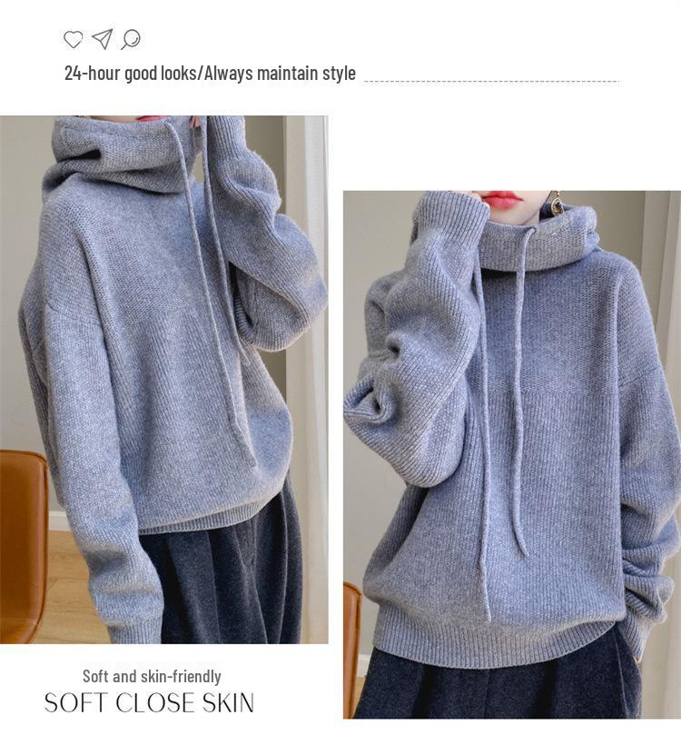 Women's 2024 Winter Loose Solid Color Thick Turtleneck Sweater