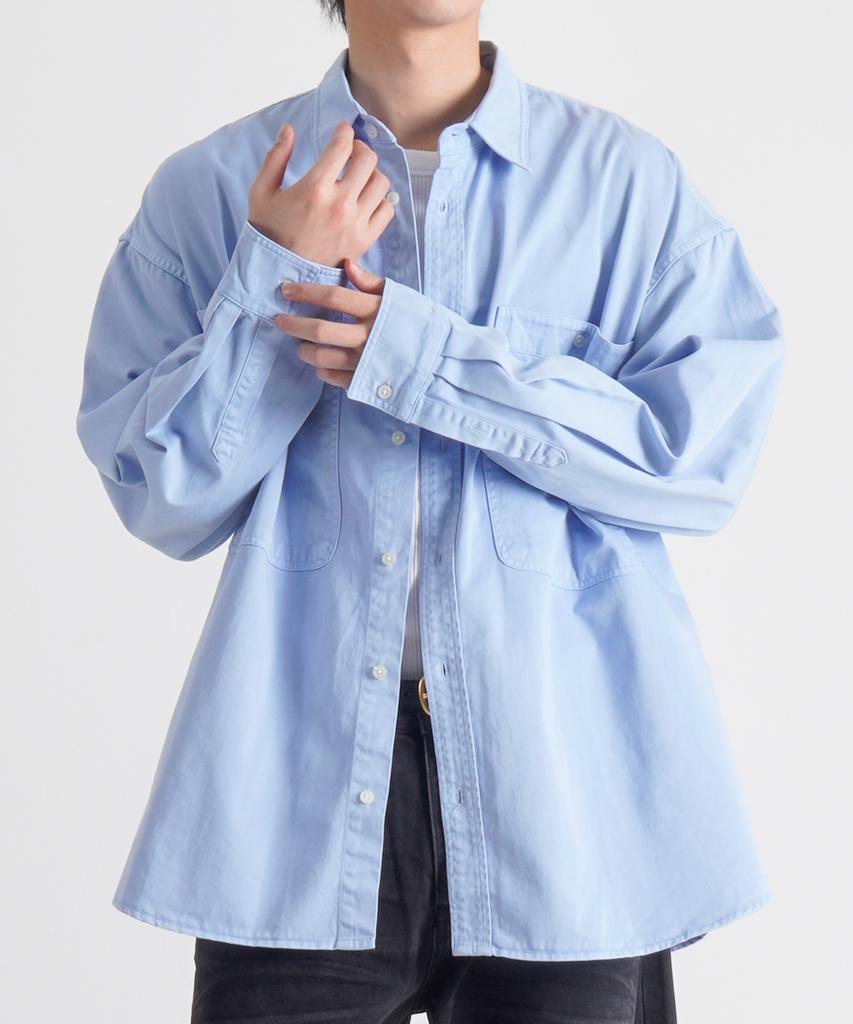 Beoteunseoul Bio-Washed Cotton Pocket Shirt (3 Colors)