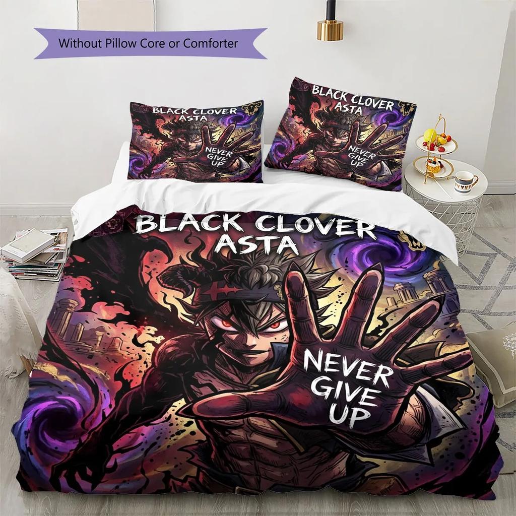 3D Printed Anime Black Clover Bedding Set for Children's Boy Girl , Duvet Cover Pillowcase (2/3piece Set), Children's Gift