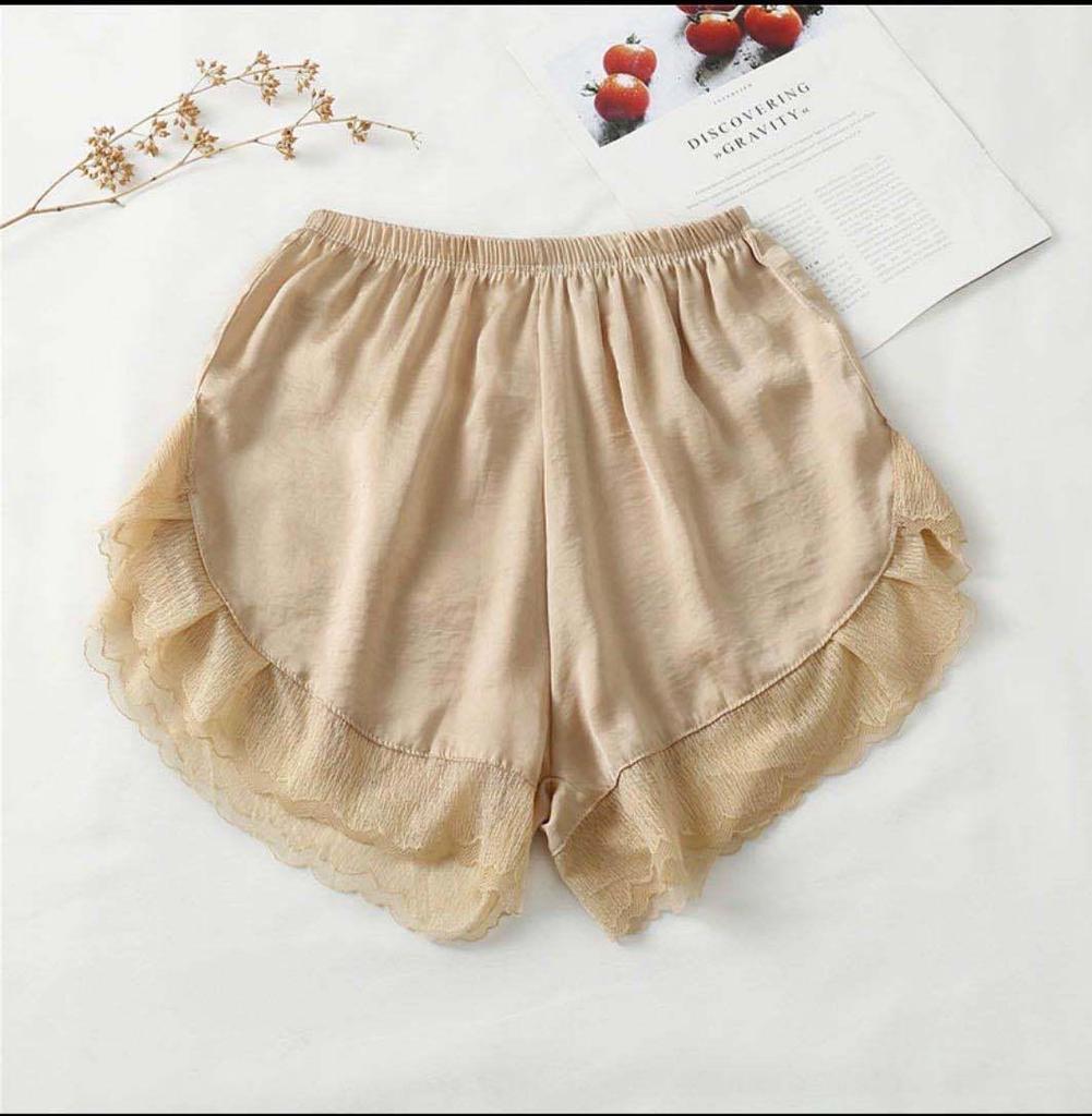 Plus Size Sea Island Silk Safety Shorts - Breathable, Anti-Exposure, Silky Lace Underwear for Young Girls