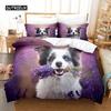 Purple 3D Bedding Set Polyester Duvet Cover Queen King Twin Single Lavender Butterfly Quilt Cover