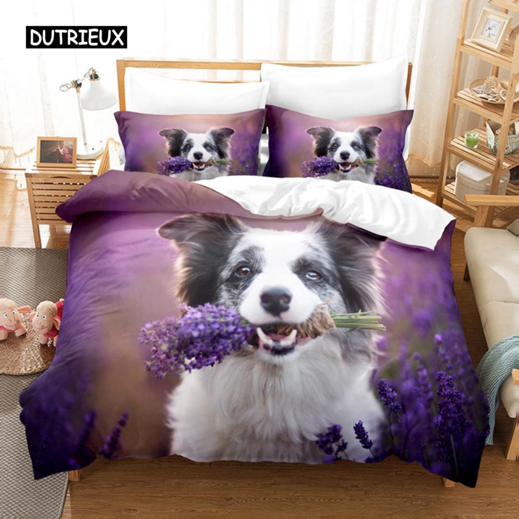 Purple 3D Bedding Set Polyester Duvet Cover Queen King Twin Single Lavender Butterfly Quilt Cover