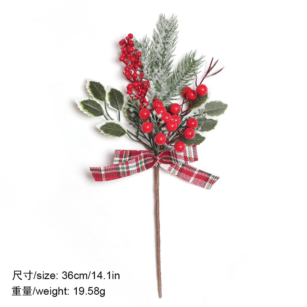 Christmas Decorations Red Berry Artificial Pine Bouquet Branch Xmas Tree Ornament Home Decor New Year 2026 DIY Gifts Accessories