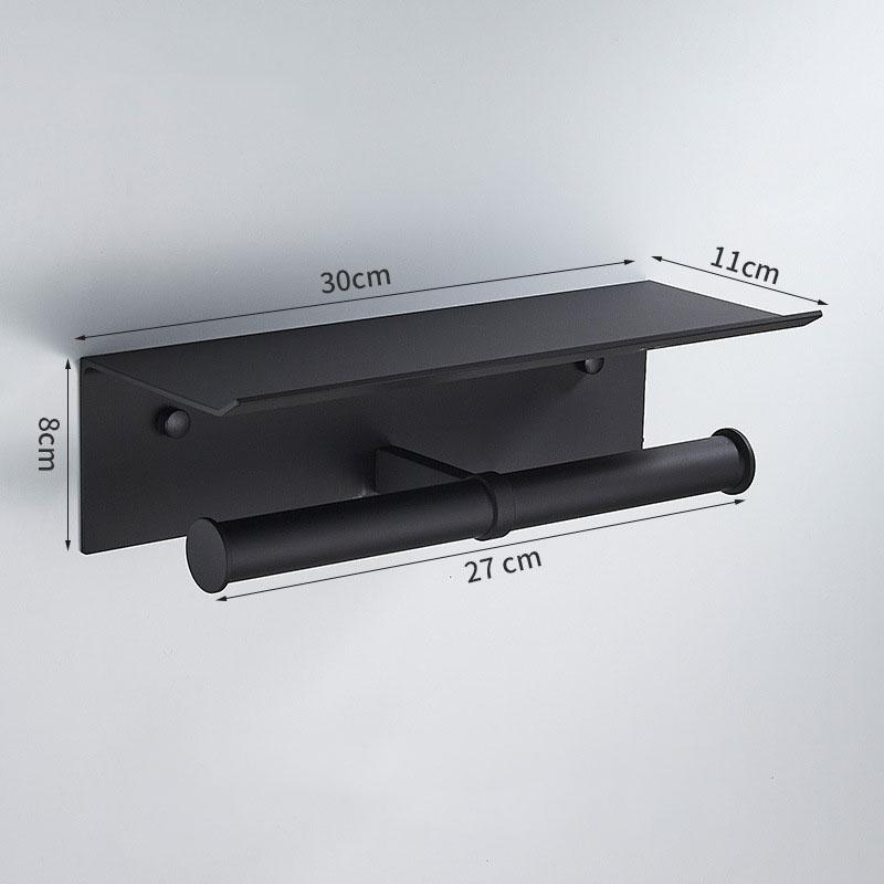 Gray/Black Aluminum Bathroom Paper Towel Holder Toilet Roll Paper Wall Mount Phone Holder Shelf Towel Roll Shelf Accessories